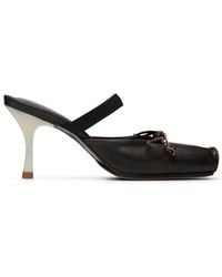 MM6 by Maison Margiela - Square-Toe Leather Ballerina Mule Heels - Lyst