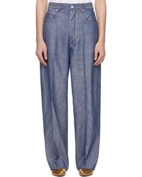 Bottega Veneta - Denim Jacquard Wide Leg Trousers - Lyst