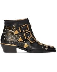 Chloé - Boots Susanna Nappa Leather Black Rivets Gold - Lyst