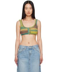 RE/DONE - Green Button Front Bra Tank Top - Lyst