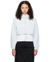 we11done - Pull À Capuche Écourté Bleu En Denim - Lyst