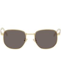 Bottega Veneta - Gold Round Sunglasses - Lyst