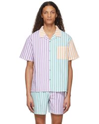 DOUBLE RAINBOUU Striped Short Sleeve Shirt - Multicolor