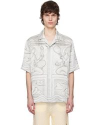 CASABLANCA - Chemise Grise En Soie À Imprimé Sacred Stone - Lyst