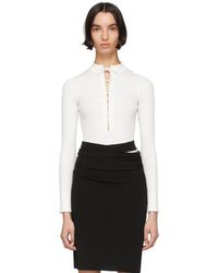 Kiki de Montparnasse White Deep V Lace-up Bodysuit