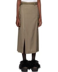 Sacai - Khaki Suiting & Nylon Twill Midi Skirt - Lyst