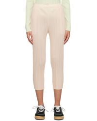 Pleats Please Issey Miyake - Beige Monthly Colors February Trousers - Lyst