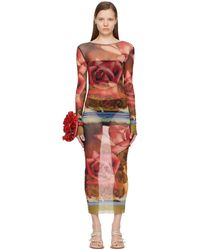 Jean Paul Gaultier - Roses Mesh Long Sleeve Dress - Lyst