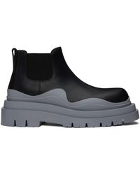 Bottega Veneta - Black & Gray Tire Chelsea Boots - Lyst