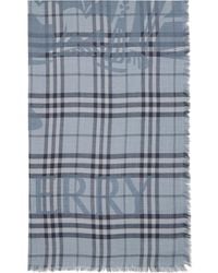Burberry - Wide Knight Check Wool Silk Scarf - Lyst