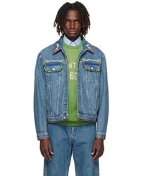 Valentino - Beaded Embroidery & Printed Edges Denim Jacket - Lyst
