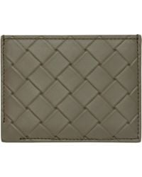 Bottega Veneta - Khaki Intrecciato Stamp Credit Card Holder - Lyst