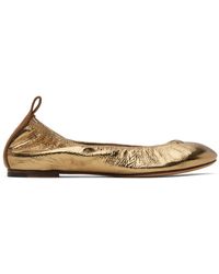 Lanvin - Gold Leather Ballerina Flats - Lyst