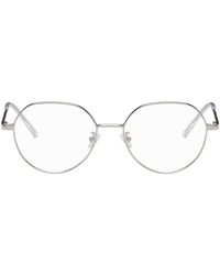 Bottega Veneta - Silver Round Glasses - Lyst