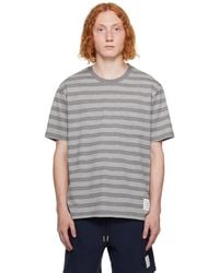 Thom Browne - Gray Striped T-shirt - Lyst