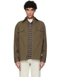 A.P.C. - Khaki Solid-Color Cotton Overshirt - Lyst