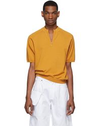 Jacquemus Half Zip Knitted Cotton Polo Shirt - Orange