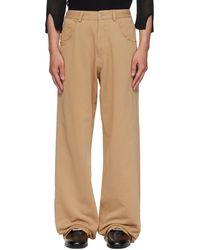 MM6 by Maison Martin Margiela - Tan Cotton Sweatpant Trousers - Lyst