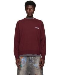 we11done - Burgundy Logo Knit Pullover Sweater - Lyst