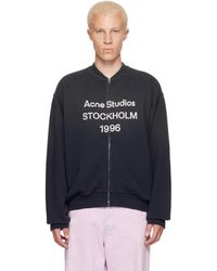 Acne Studios - Cardigan Noir À Effet Usé Et À Glissière - Lyst