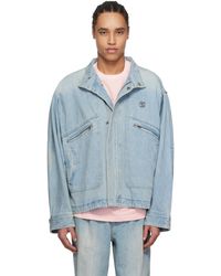 WOOYOUNGMI - Blouson Bleu En Denim À Col Montant - Lyst