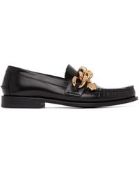 Versace Leather Medusa Chain Loafers - Black