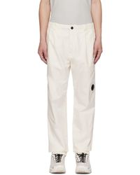C.P. Company - C.p. Company White Garment-dyed Cargo Pants - Lyst