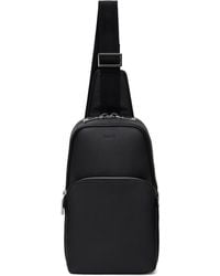 BOSS - Sac À Dos Noir En Cuir Grainé - Lyst