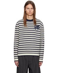 Maison Kitsuné - ネイビー&ホワイト フォックスヘッド インターシャ ボーダー セーター - Lyst