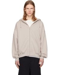 Y-3 - Taupe Brushed Terry Zipper Hoodie - Lyst