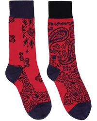 Sacai - Red Bandana Socks - Lyst