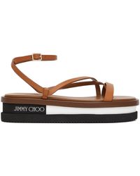 Jimmy Choo Pine Leather Sandal in Brown | Lyst