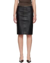 St. Agni - Brushed Leather Pencil Midi Skirt - Lyst
