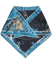 Acne Studios - ブラック＆ブルー Printed シルク スカーフ - Lyst