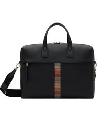 Paul Smith - Porte-Document Noir En Cuir À Rayures Emblématiques - Lyst