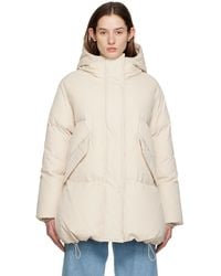 MM6 by Maison Martin Margiela - Off-white Hooded Down Puffer Jacket - Lyst