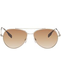 Burberry - Gold Aviator Sunglasses - Lyst