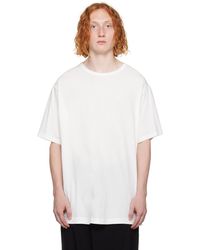 Yohji Yamamoto - T-shirt blanc cassé à col ras du cou - Lyst