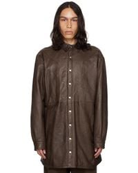Rick Owens - Brown Jumbo Fogpocket Leather Jacket - Lyst