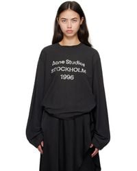 Acne Studios - ブラック リラックスフィット ロゴ Tシャツ - Lyst