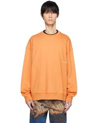 WOOYOUNGMI - Orange Leather Patch Sweatshirt - Lyst