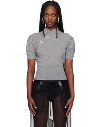 Simone Rocha - Embellished Mandarin Collar Cashmere Sweater - Lyst