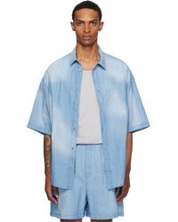 Acne Studios - ブルー ロゴスタンプ ボタンアップシャツ - Lyst