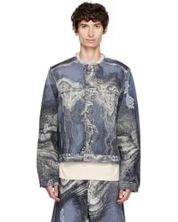 CAMPERLAB - Distorted Print Distressed Denim Jacket - Lyst