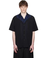 Toga Virilis - Chemise À Manches Courtes Noire En Sergé De Viscose - Lyst
