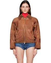Versace - Tan Blouson Leather Jacket - Lyst