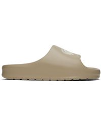 Lacoste - Taupe Croco 2.0 Slides - Lyst