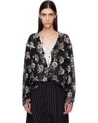 R13 - Cardigan Boyfriend Noir À Motif Imprimé - Lyst