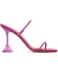 AMINA MUADDI - Pink Gilda Glass Heeled Sandals - Lyst