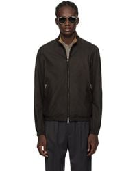 Zegna - Brown Zip Reversible Leather Jacket - Lyst